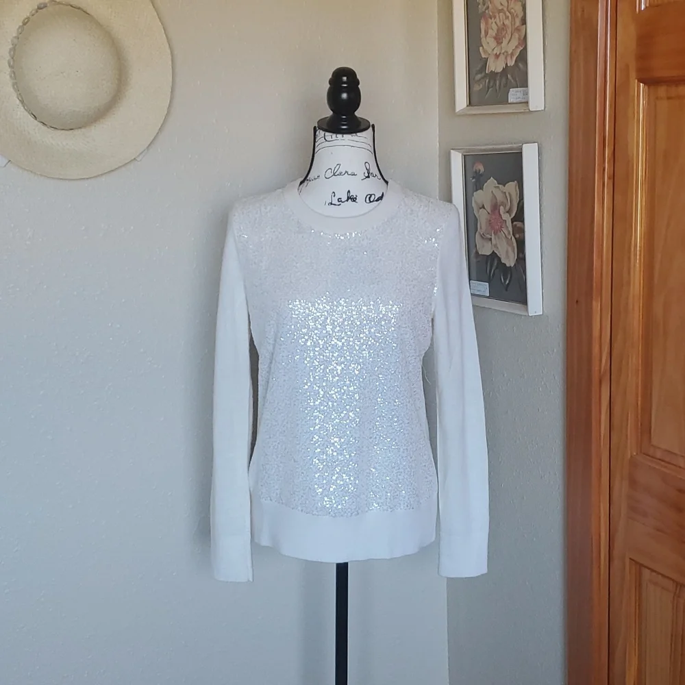 kate spade Cream Crewneck Sweater with Black Back Bow